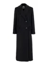 Semicouture Double-breasted Wool Coat In Black
