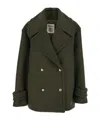 Semicouture Double-breasted Button Peacoat In Green