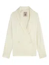 Semicouture Double-breasted Long-sleeved Blazer In White