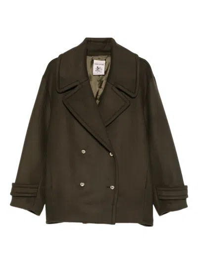 Semicouture Double-breasted Placida Coat In Green