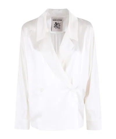 SEMICOUTURE SEMI COUTURE CARMELA SILK WRAP TOP