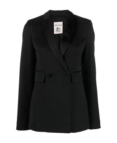 Semicouture Double-breasted Suit Jacket In Black