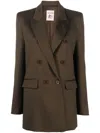 Semicouture Double-breasted Wool-blend Blazer In Green