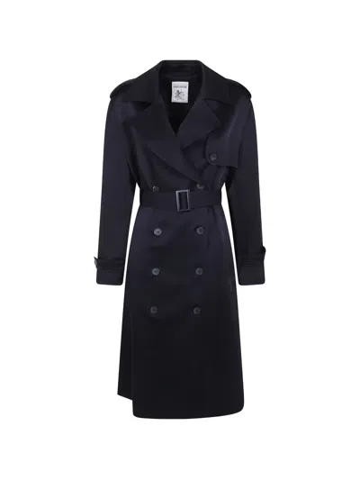 Semicouture Double-breasted Belted Trench Coat In Black