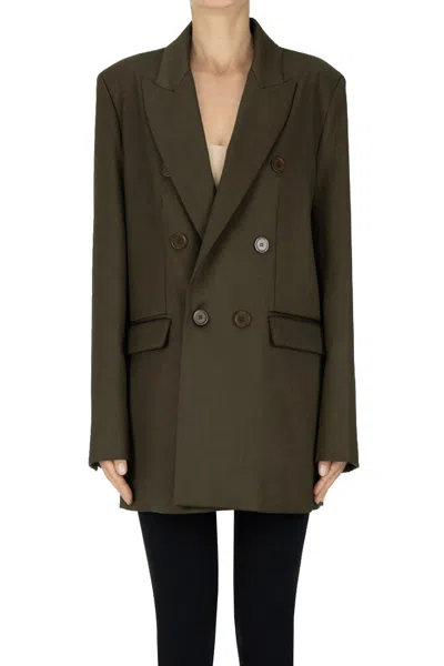Semicouture Double-breasted Blazer In Dark Green