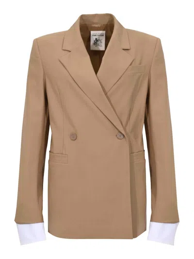Semicouture Double-breasted Dulcinea Jacket In Cool Wool In Brown