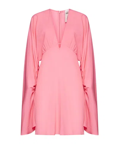 Semicouture Draped Sleeve Dress In Pink