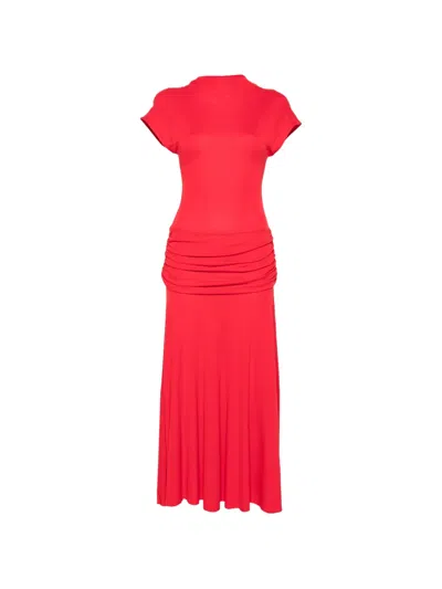 Semicouture Draped-details Dress In Red