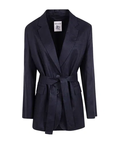 Semicouture Drawstring Jacket In Blue