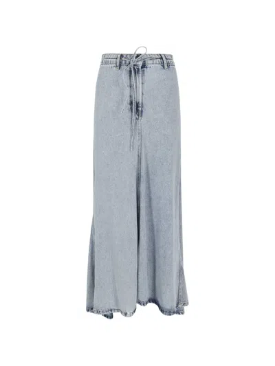 Semicouture Drawstring Maxi Skirt In Blue