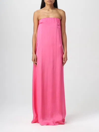 Semicouture Strapless Shift Dress In Fuchsia
