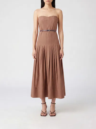 Semicouture Dress Woman Color Beige In Brown