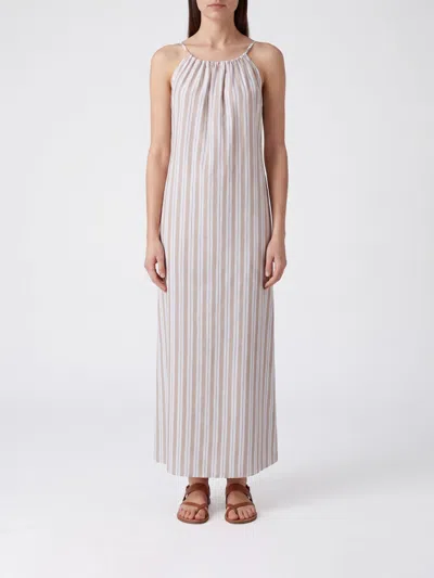 Semicouture Striped Maxi Dress Lightweight Spaghetti Straps In Multi