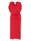 Semicouture Semi Couture Mid-calf Dress With Gathered Waist Detail In Red