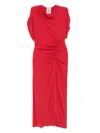 Semicouture Semi Couture Mid-calf Dress With Gathered Waist Detail In Red