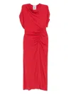 Semicouture Semi Couture Mid-calf Dress With Gathered Waist Detail In Red