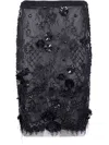 Semicouture Floral Lace Skirt Scalloped Hem In Black