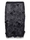 Semicouture Floral Lace Skirt Scalloped Hem In Black