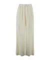 Semicouture Semi Couture Wide-leg Satin Pants With Comfortable Elastic Waistband In White