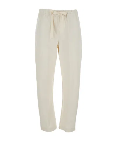 Semicouture Elastic Waist Casual Pants In White