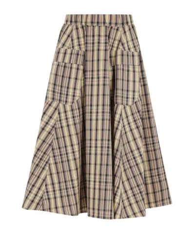 Semicouture Elastic Waist Midi Skirt In Multi