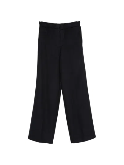 Semicouture Lilia Wool Trousers Wide Leg Design In Black