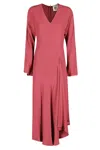 Semicouture Eleonor Dress With Asymmetric Hemline And Flared Skirt In Pink