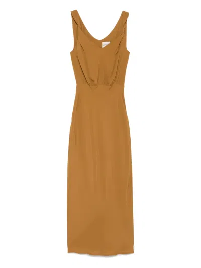 Semicouture Elide Midi Dress In Brown