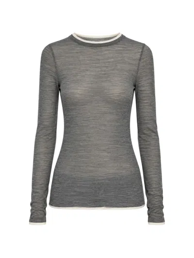 Semicouture Ellie Fine-knit Long-sleeve Sweater In Gray