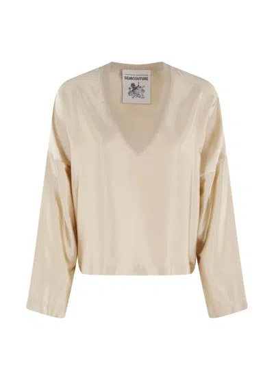 Semicouture Elmond V-neck Sweater In Neutral