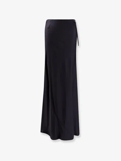 Semicouture Elvira Satin Long Skirt In Black