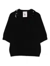 Semicouture Embellished-collar Wool Sweater In Black
