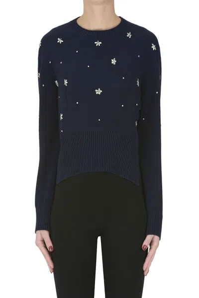 Semicouture Embellished Pullover In Blue