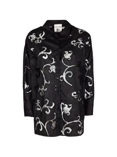 Semicouture Embroidered Poplin Shirt In Black