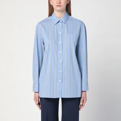 Semicouture Emma Blue Shirt With Lace Detail