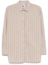 Semicouture Semi Couture Button-up Shirt With Lace Overlay And Vertical Stripes In Neutral