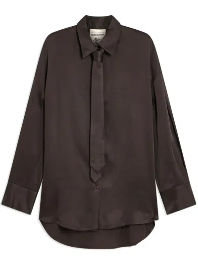 Semicouture Envers Satin Shirt In Brown