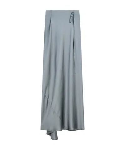 Semicouture Enversatin Wrap Skirt In Gray
