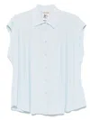 Semicouture Semi Couture Short-sleeve Shirt With Soft Pleating Details In Blue