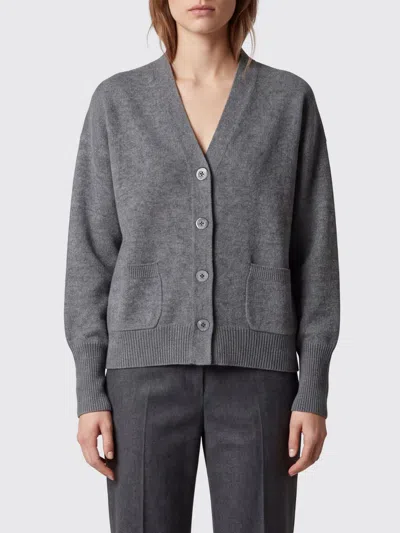 Semicouture Esther Wool Cardigan With V-neck And Patch Pockets In Gray