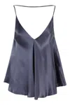 Semicouture Semi Couture Etienne Flared Satin Top In Midnight