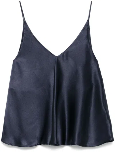 SEMICOUTURE 'ETIENNE' NAVY BLUE V-NECK TOP