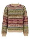 Semicouture Multicolor Knit Crewneck Sweater With Striped Motif In Wool Blend Woman In Multi