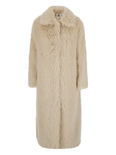 Semicouture Faux-fur Coat In Neutral