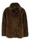 Semicouture Faux-fur Coat In Brown