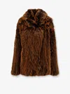 Semicouture Faux Fur Jacket In Brown