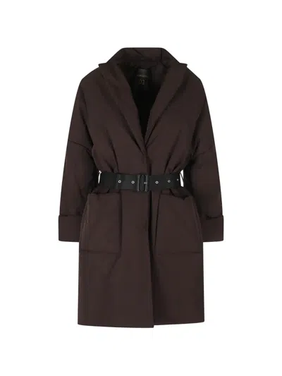 Semicouture Fay Belted Padded Jacket In Brown