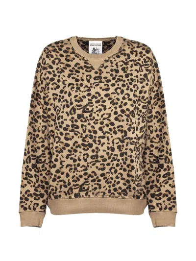 Semicouture Leopard Print Cotton Sweatshirt In Brown