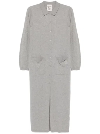 Semicouture Fine-knit Maxi Dress In Grey