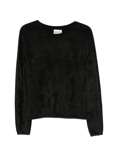Semicouture Lettice Crewneck Sweater Fitted Long Sleeves In Black